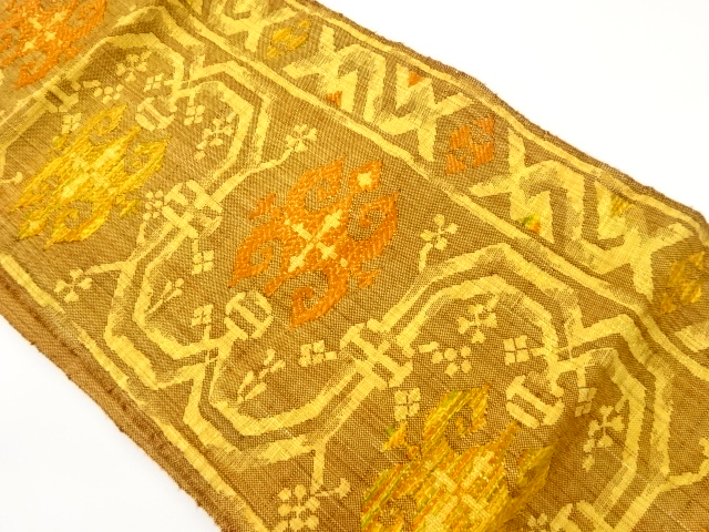 手織り紬抽象模様織出し名古屋帯